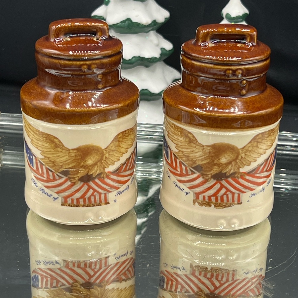 Mccoy Brown and Cream Eagle Canisters